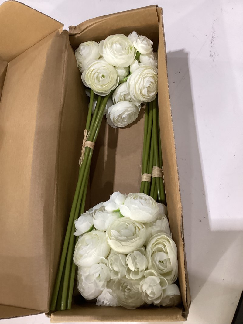 Condition photo showing Good Condition for waipfaru ranunculus artificial flowers, 18pcs 14in fake peonies artificial flowers, white faux flower for vase silk flower real touch faux peony bulk for diy wedding bouquet home bridal shower decor white 18pcs