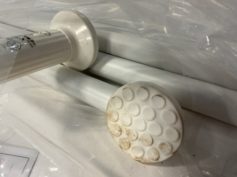 Condition photo showing Good Condition for zocone tension curtain rod 51-168in(4-14ft),no drill curtain rods for window outdoor patio,adjustable shower curtain rod for bathroom renter friendly,heavy duty extra long tension rod never rust,white white 51-168 inches