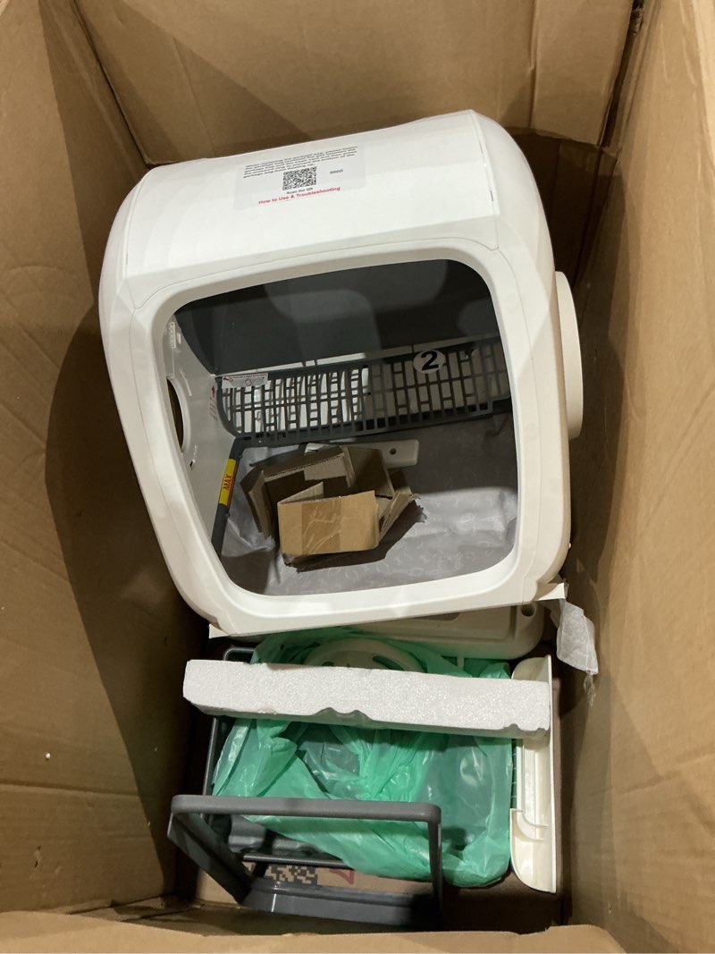 Condition photo showing As Is for automatic cat litter box self cleaning - app control, cat toilet records, suitable for medium cats and kittens, anti-pinch safety, low noise operation?assembly required?- white