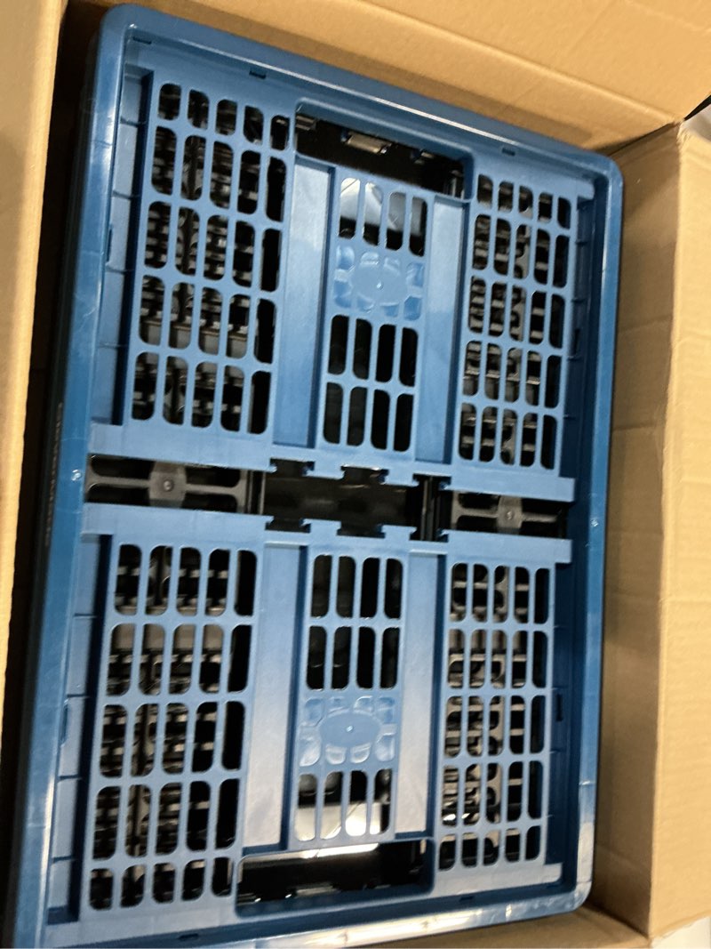 Condition photo showing Good Condition for clevermade collapsible utility crates, ocean, 3 pack, 45l/11 gal, 66 lbs capacity, stackable containers, heavy duty, space-saving baskets,polypropylene (pp) ocean 45l - 3 pack