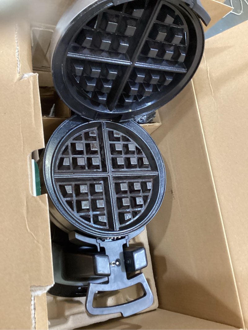 Condition photo showing As Is for cuisinart double flip belgian waffle maker, waf-f40nas, stainless steel, grey and black new double flip
