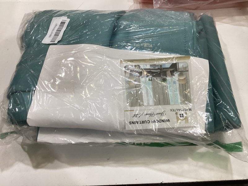 Condition photo showing New/Like New for h.versailtex blackout curtains thermal insulated window treatment panels room darkening blackout drapes for living room back tab/rod pocket bedroom draperies (2 panels, mineral blue, 52 x 63 inch)