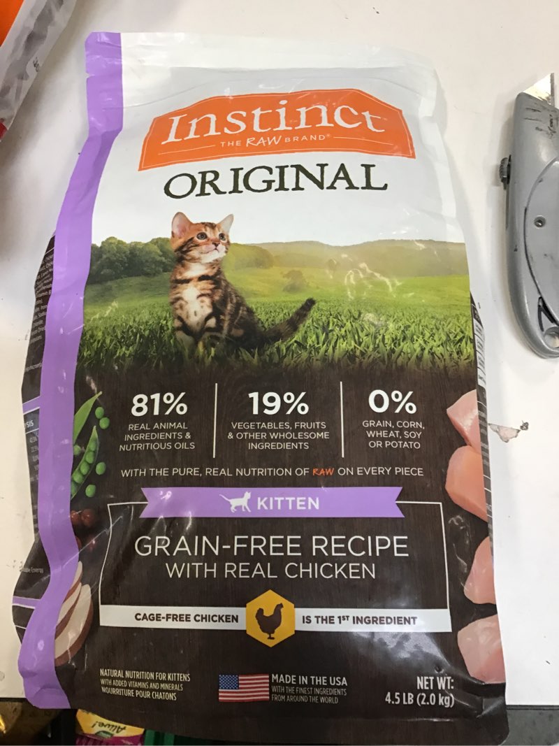 Condition photo showing New/Like New for Instinct Original Kitten Dry Cat Food, Raw Coated Kibble, High Protein, Grain Free Recipe - Real Chicken, 4.5 lb. Bag Kitten 4.5 Pound (Pack of 1)