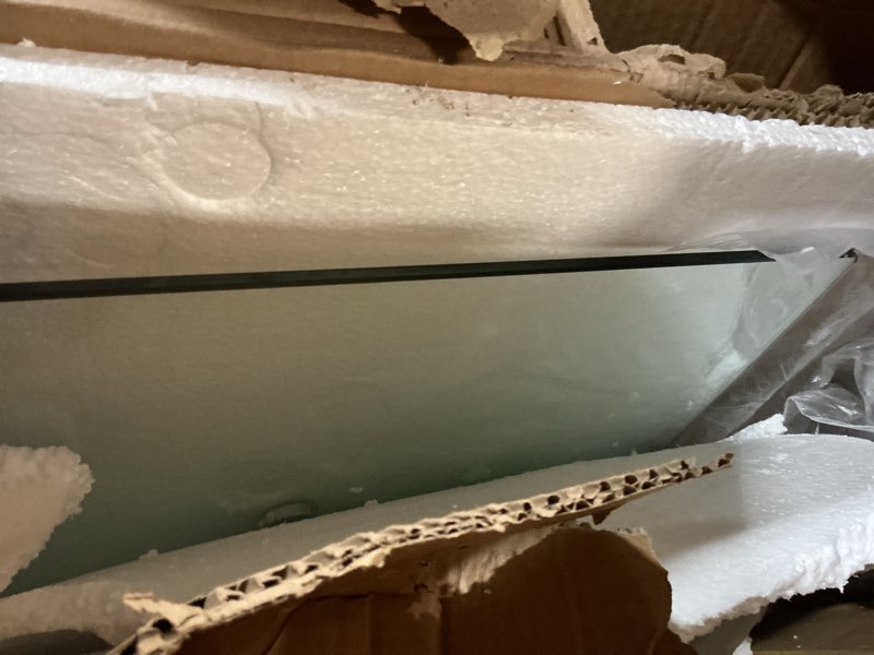 Condition photo showing Good Condition for NIERN Tempered Glass Console Table with Metal Legs, Modern Narrow Sofa Table for Hallway Entryway (B