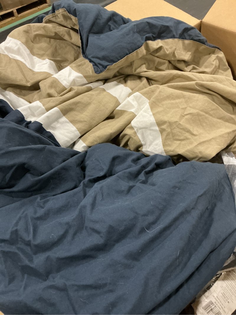 Condition photo showing As Is for Nautica - Twin Comforter Set, Reversible Cotton Bedding with Matching Sham, Medium Weight for Year R