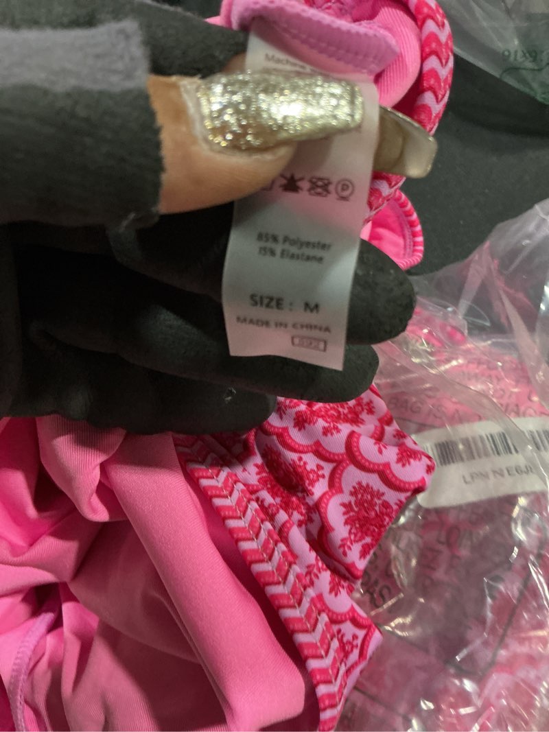 Condition photo showing Good Condition for herseas women's o ring bikini sets 2 pieces floral print swimsuits high waisted bathing suits medium geo rose