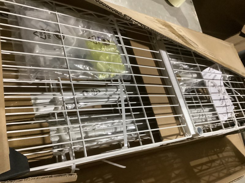 Condition photo showing Good Condition for Ulif F7 Garment Rack, Heavy Duty Clothes Rack, Clothing Racks for Hanging Clothes, 6-Tiers Freestanding Portable Closet Storage Rack 58'' W × 14.6'' D × 76.6'' H, Max Load 800 Lbs, White White F7