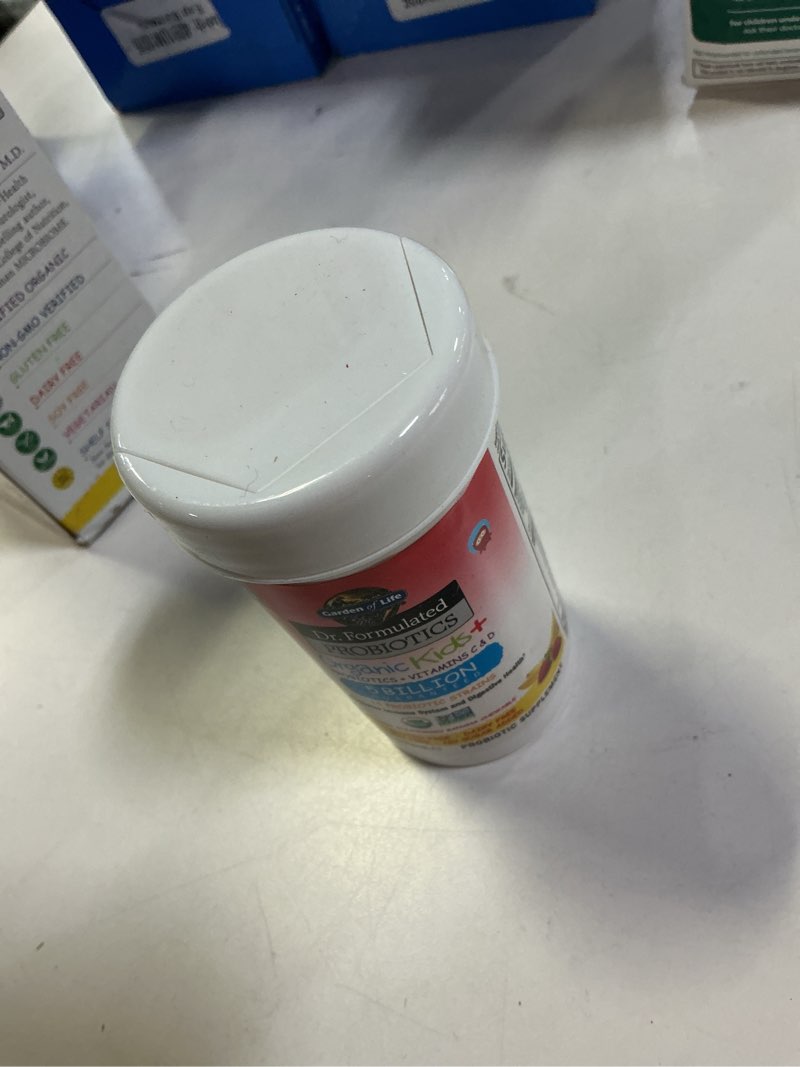 Condition photo showing Good Condition for Garden of Life Kids Probiotics, Dr. Formulated Probiotics Organic Kids+ Vitamin C & D, Strawberry Banana, Gluten Dairy & Soy Free Immune & Digestive Health Supplement, 30 Chewables (Shelf Stable) Strawberry Banana 30ct Shelf Stable (Pack of 1)
