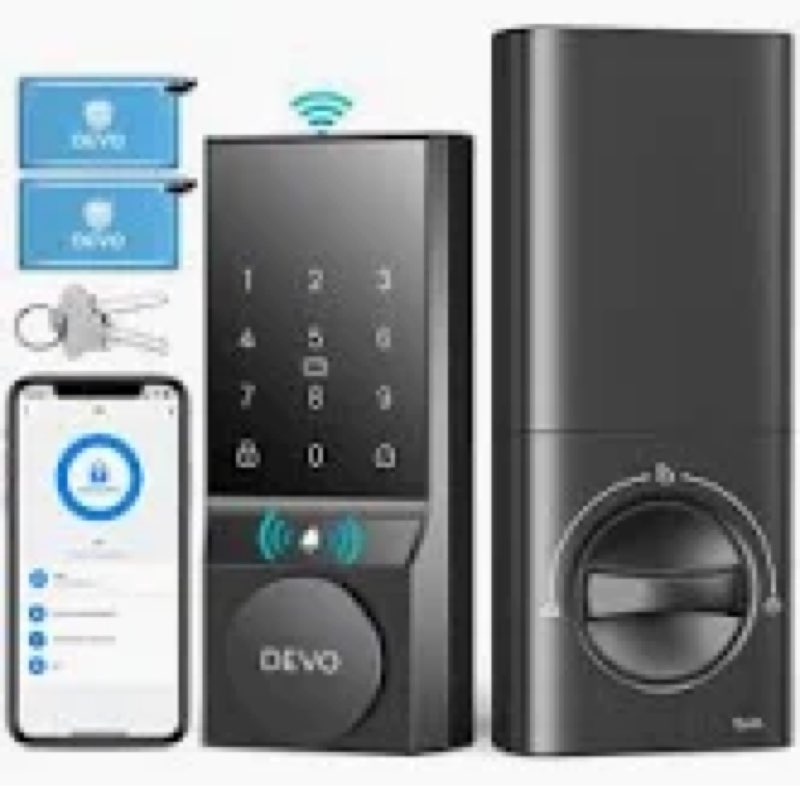 smart door lock, 4 in 1 keyless entry door lock with doorbell, smart lock deadbolt for front door finish: satin nickel