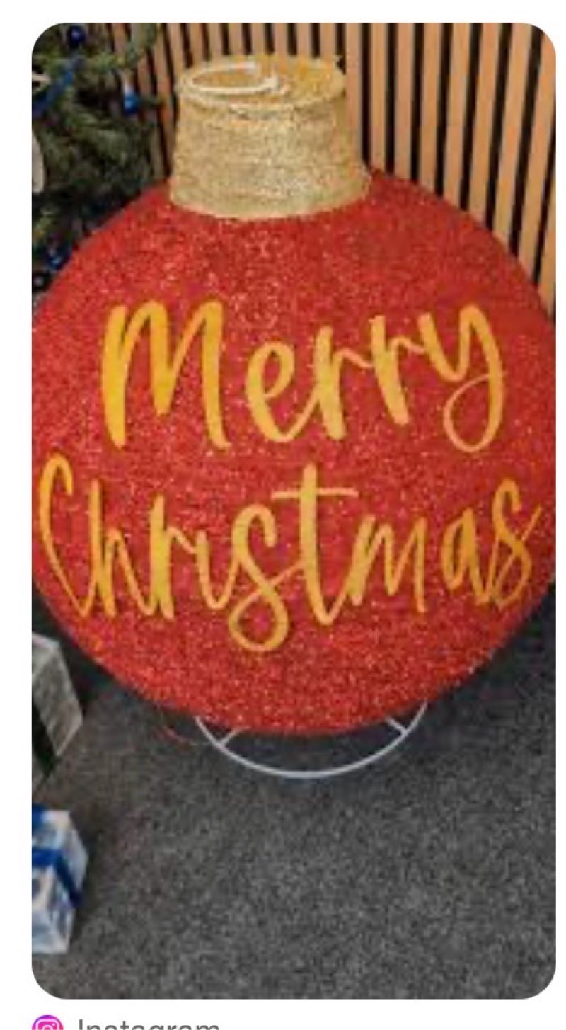 Spherical Christmas ornament with inner light merry Christmas with pedestal