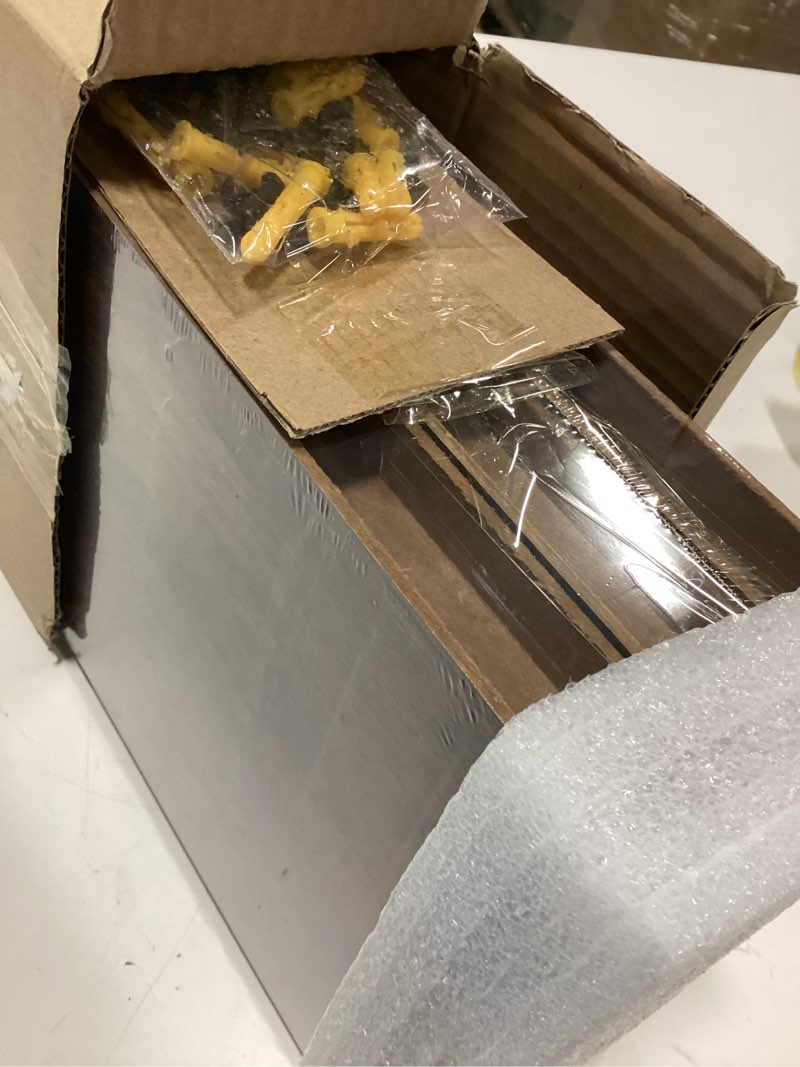 Condition photo showing New/Like New for BAYKA Floating Shelves for Wall, 22.5 Inch Rustic Wood Wall Mounted Shelving for Bathroom, Bedroom, Living Room, Kitchen & Book, Hanging Display Decor Shelf with 22 lbs (Rustic Brown,Set of 3) B. Rustic Brown - Americana Farmhouse Style 22.5inches