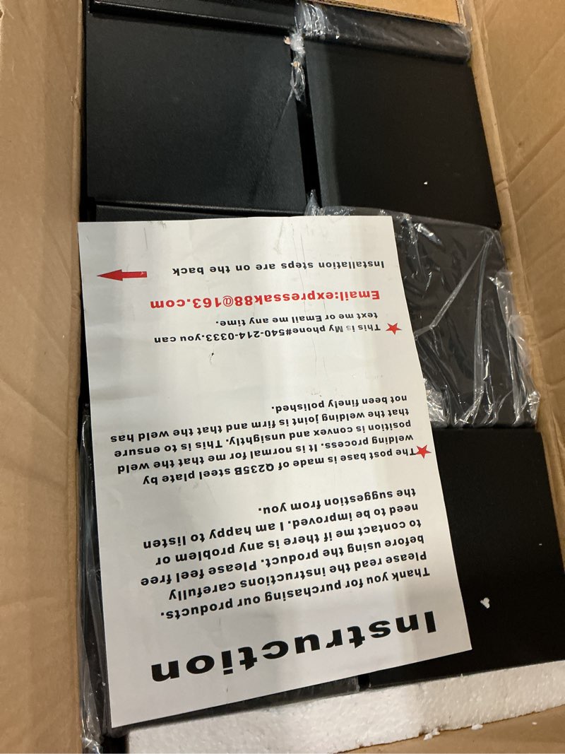 Condition photo showing Good Condition for 6x6 post base 8 pcs, (inner size 5.6x5.6) post brackets kit, heavy duty black metal powder-coated post anchor outdoor framing module fit for support deck base plate pergola brackets fence kit 6"x 6" 8 pcs