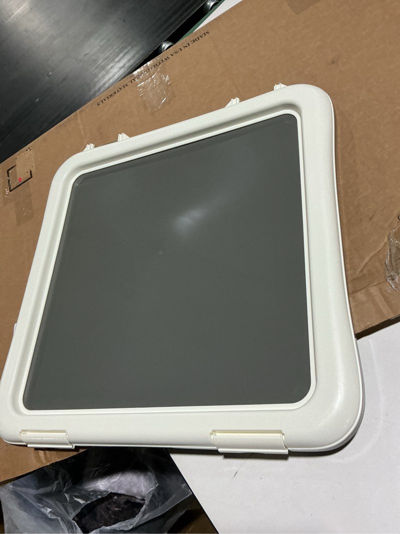 Condition photo showing Good Condition for Amazon Basics Dog Training Pad Holder,Secured Latches,Extra Thick and Non-Slip, Recycled Plastic, 24 inch, S, White and Charcoal 22'' X 22''