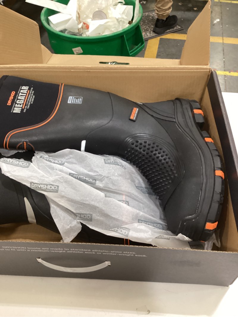 Condition photo showing New/Like New for Dryshod Men's Megatar Met Guard Steel Toe Work Boot | Rubber | Waterproof | Insulated | Black | MEG-UH-BK 12 Black