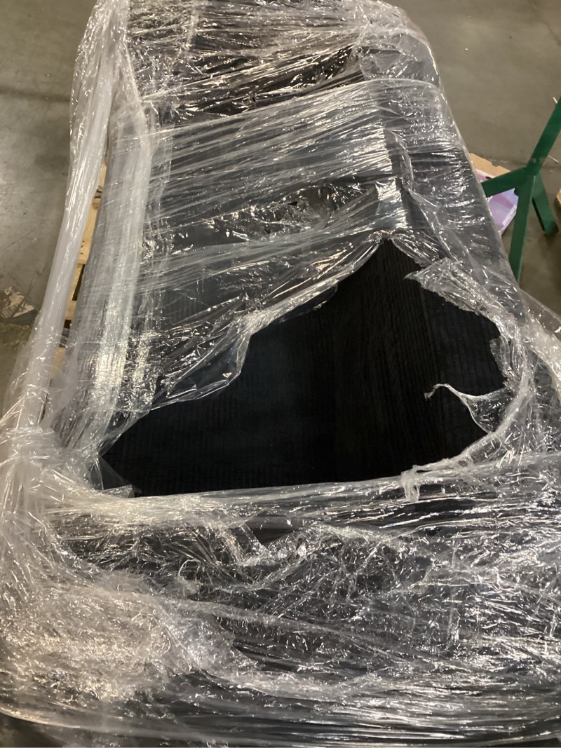 Condition photo showing As Is for MAXYOYO 3 Seater Couch for Living Room, Boneless Couch with Tufted Cushion & Backrest, Upholstered Floor Sofa, Sofa in A Box, Black 3 Seater Black