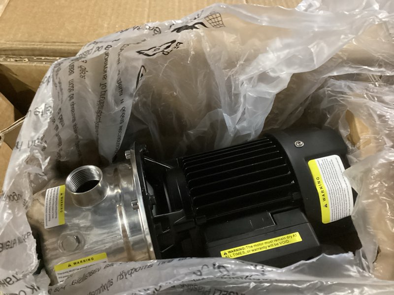 Condition photo showing As Is for acquaer 115v shallow well garden pump, stainless steel, automatic water booster jet pump 1320 gph, for irrigation, home, garden, lawn,1.6 hp with pressure tank