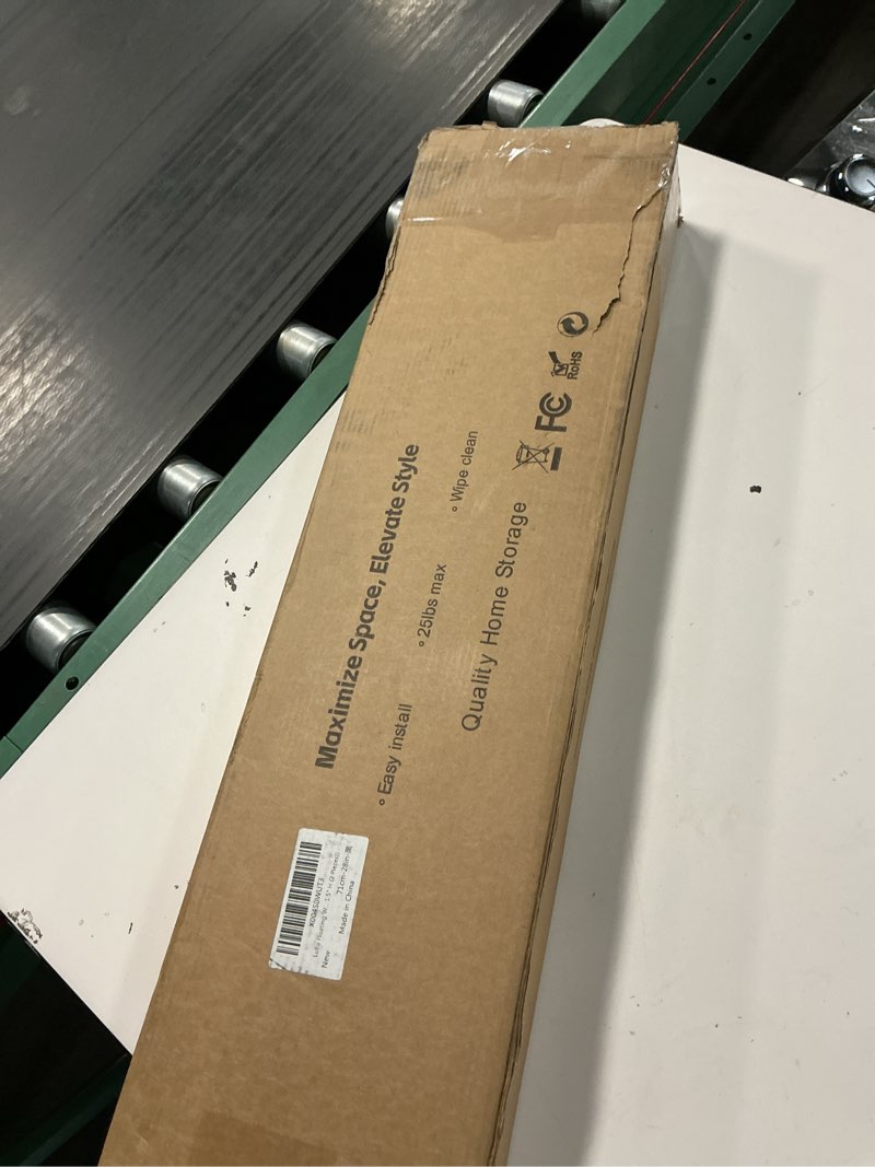 Condition photo showing New/Like New for lufia floating wall shelves, set of 2, mdf with invisible brackets, modern storage for bedroom, bathroom, living room, kitchen (black, 28" w x 7" d x 1.5" h?) black 28" w x 7" d x 1.5" h (2 pieces)