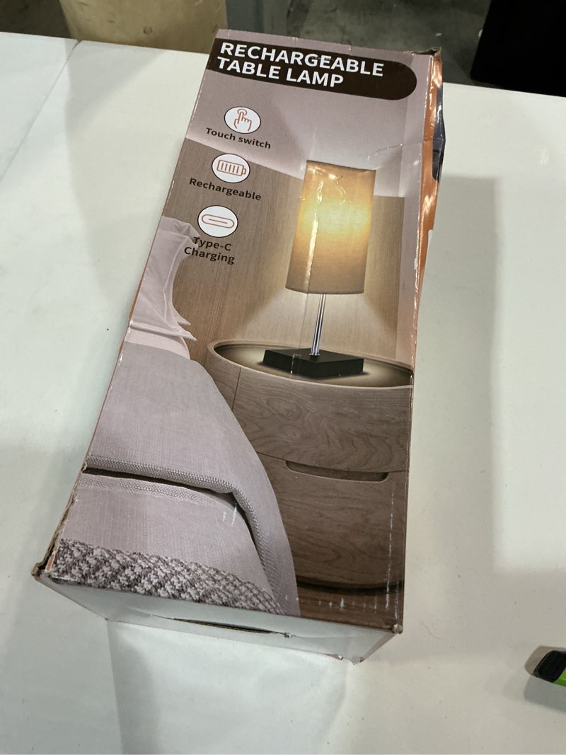 Condition photo showing New/Like New for avv cordless table lamp, 5000mah battery operated lamp for night stand, 3 modes battery powered wireless table lamp, touch control rechargeable lamp for bedroom, living room, 18 inch blue blue 18 inch