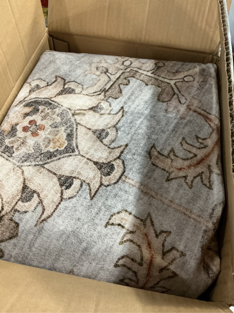 Condition photo showing Good Condition for WITSHOCK 8ft Round Area Rugs for Living Room: Non-Slip Washable Vintage Soft Large Circle Rug - Soft Low Pile Carpet for Bedroom Under Dining Table Home Office Decor (Light Blue) Light Blue/Light Ivory/Beige 8' (Round)
