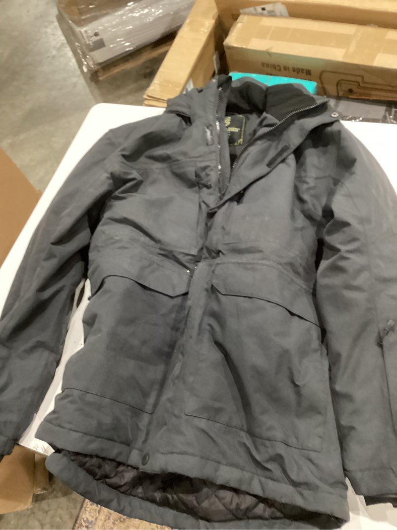 Condition photo showing Good Condition for free soldier men's waterproof ski jacket fleece lined warm winter snow coat with hood fully taped seams medium black