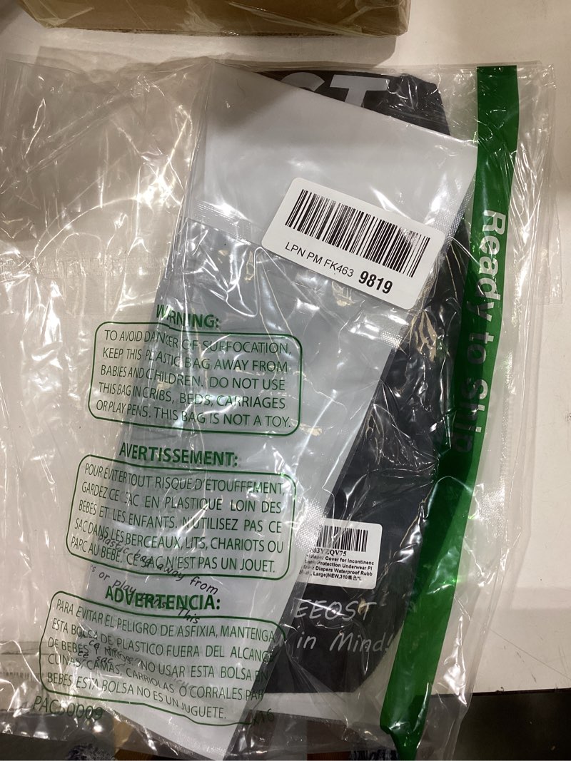 Condition photo showing Good Condition for Adult Diaper Cover for Incontinence Noiseless Leak-Protection Underwear Plastic Pants Over Diapers Waterproof Rubber Pants (Black, Large) L(Woman Size) Black