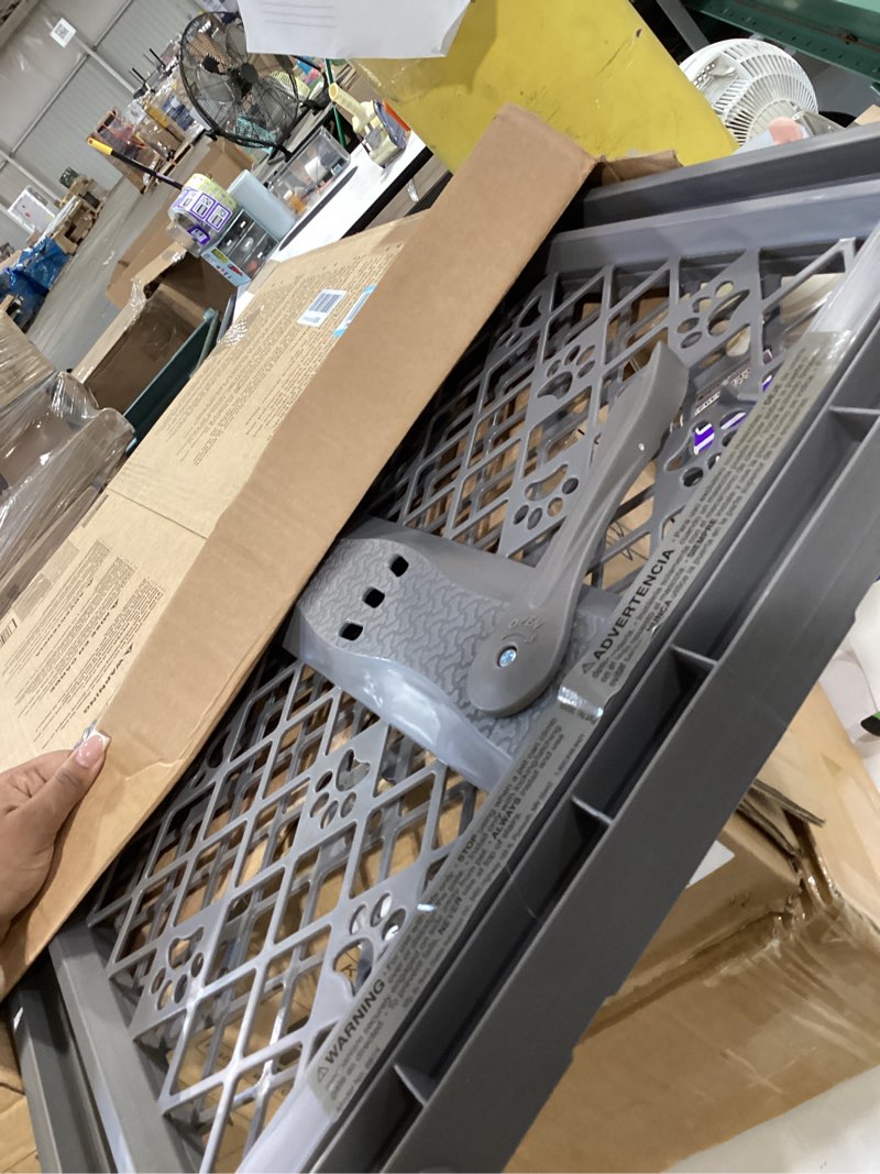 Condition photo showing Good Condition for mypet north states paws portable pet gate: 26-40" wide. pressure mount. no tools needed. made in usa, 23" tall, expandable, durable dog gates for doorways, fieldstone gray