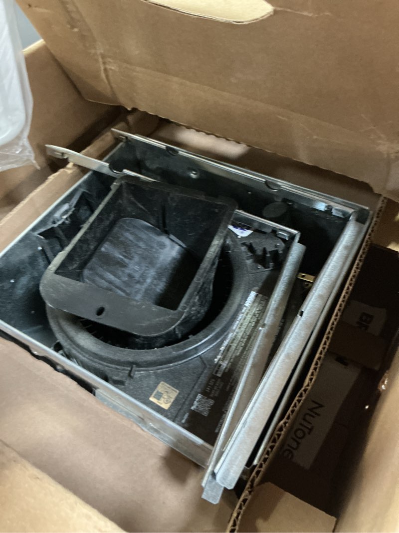 Condition photo showing As Is for Broan-NuTone ChromaComfort Bathroom Exhaust Fan with Bluetooth Speaker, Powerful 110CFM/1.5 Sones, 24-color LED Light, SPK110RGBL, Wall Switch Chroma Sensonic