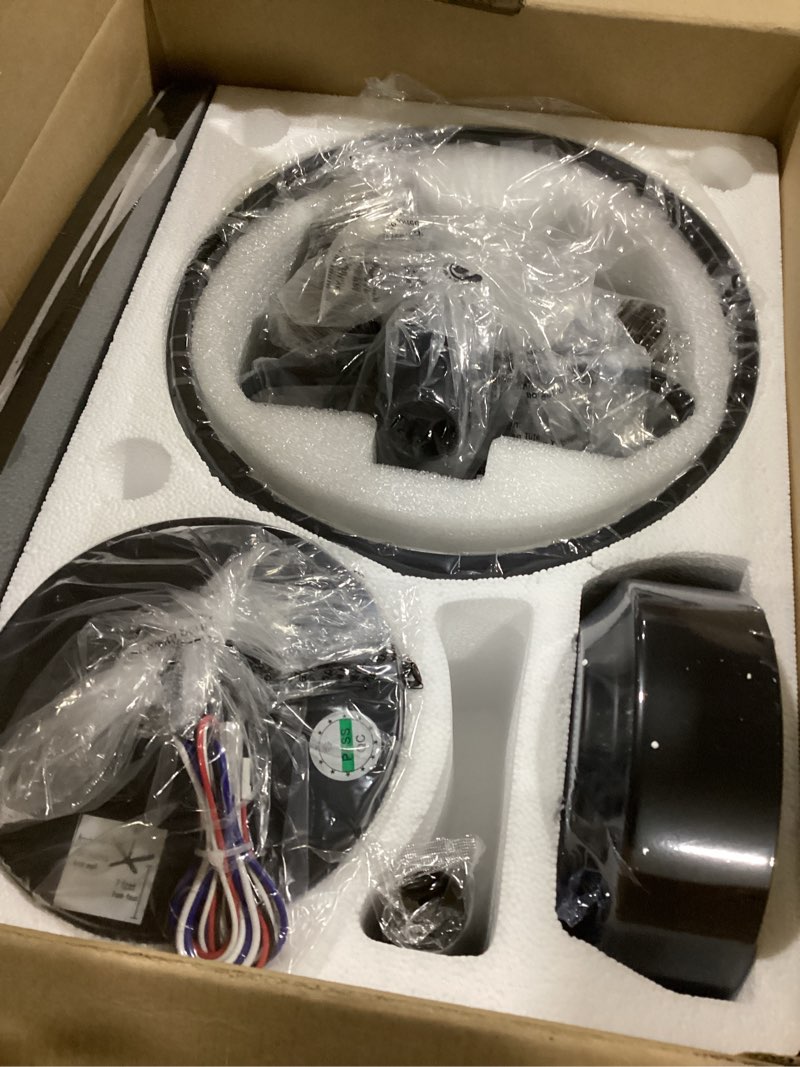 Condition photo showing New/Like New for 46 Inch Ceiling Fans with Lights and Remote Control, Farmhouse Ceiling Fan for Bedroom Living Room and Patio, Black Caged Ceiling Fan for Indoor and Outdoor Black 46 Inch
