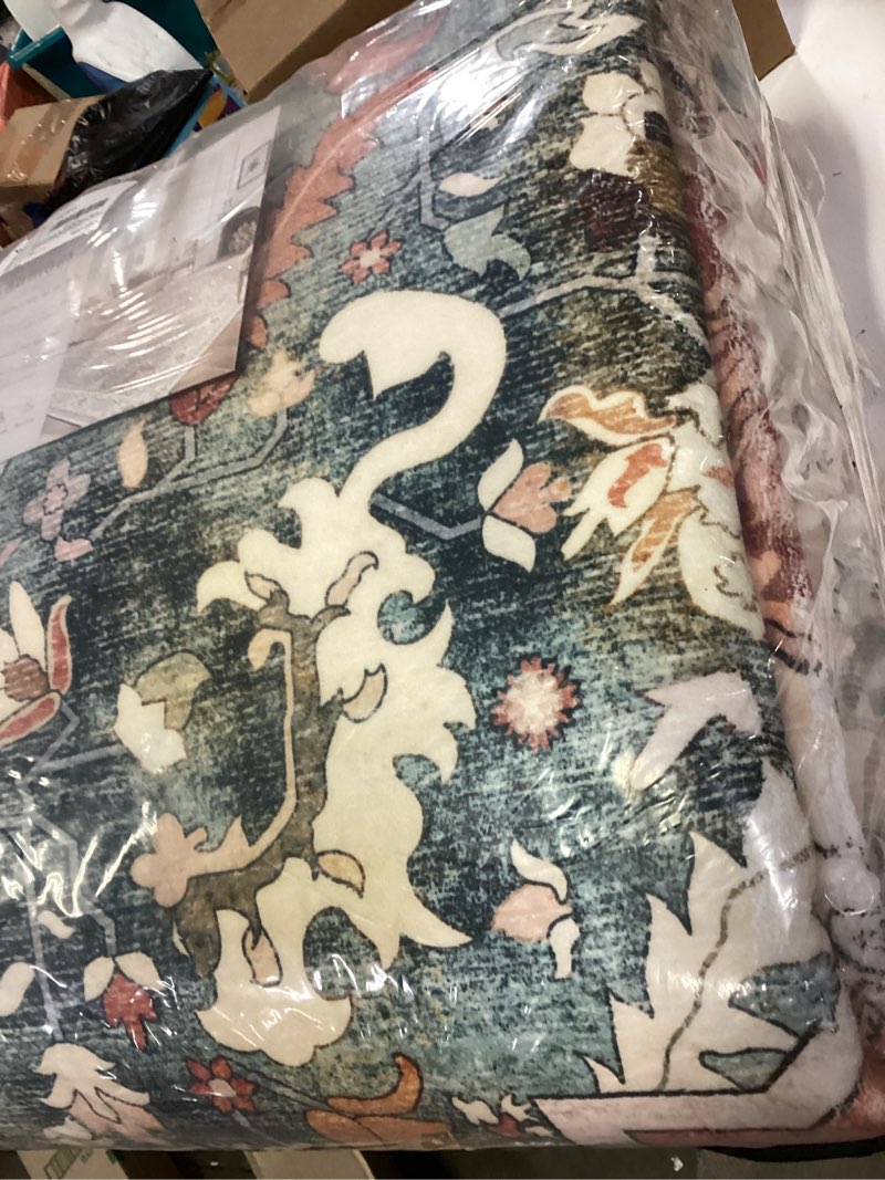 Condition photo showing New/Like New for 8x10 Area Rugs for Living Room, Bedroom - Machine Washable, Non-Slip Bedside Rug, Large Soft Floor Carpet for Office, Dining Room, Farmhouse, Home Decor, Artistic Flair/Brick Red 8' x 10' Artistic Flair / Brick Red