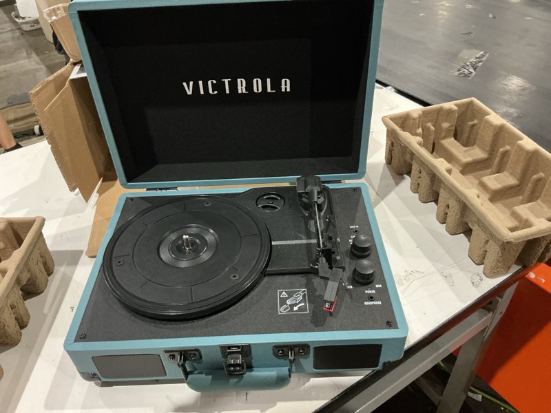 Condition photo showing Good Condition for victrola journey bluetooth portable suitcase record player – with built-in speakers, 3 speed vinyl record player, rca out, headphone jack (smoky blue)