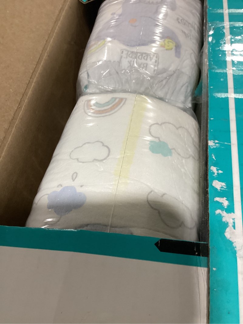 Condition photo showing As Is for pampers swaddlers diapers, size 4 (15-34 lbs), 120 count, absorbent, keeps baby dry and comfortable, skin safe disposable baby diaper (packaging may vary) size 4 120