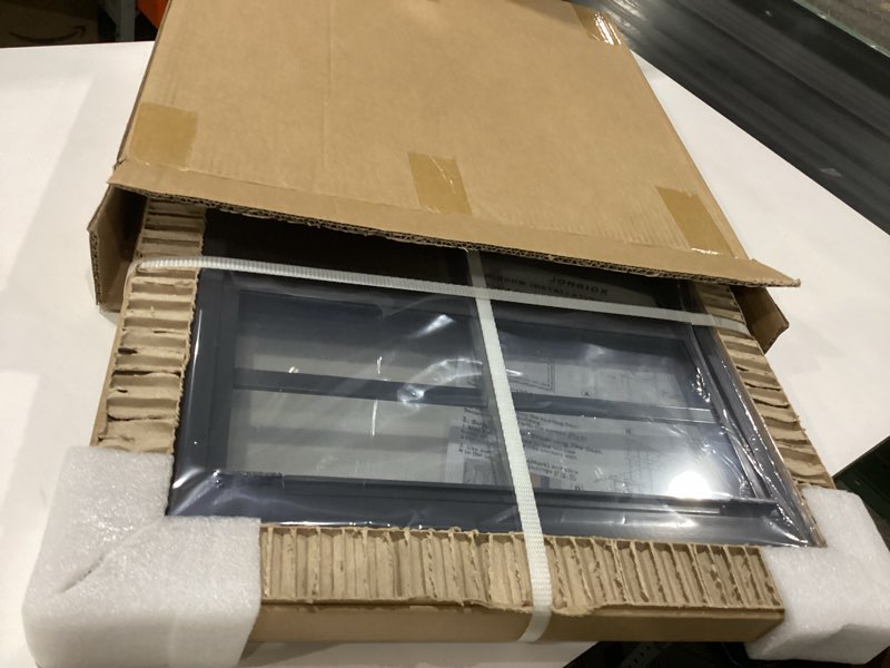 Condition photo showing New/Like New for 16" w x 16" h shed window,sliding window, aluminum grey flush mount with tempered glass and stainless steel screen, playhouse window, chicken coop window, household window.(gray 1 pack) 16*16 inch gray - 1 pack
