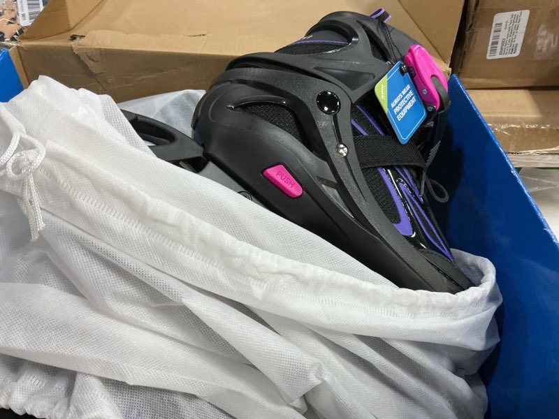 Condition photo showing New/Like New for 2PM SPORTS Vinal Girls Adjustable Flashing Inline Skates, All Wheels Light Up, Fun Illuminating Skates for Kids Men Adult Women and Boys Violet & Magenta X-Large - Adult (9.5W-12W/8.5M-10.5M)