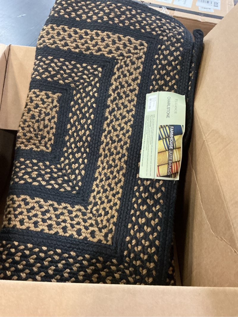 Condition photo showing Good Condition for charleston jute braided rug 27x45 - country style tan and black braided rug for kitchens, entryways and bathrooms charleston rectangular 27" x 45"