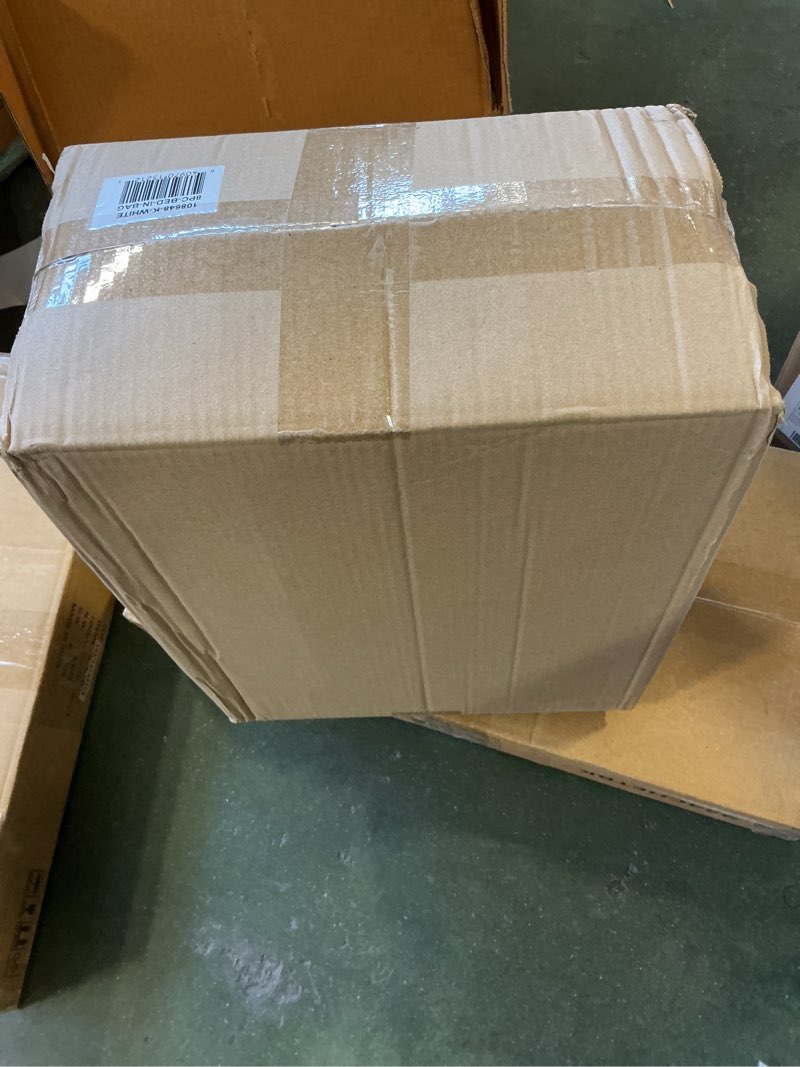 Condition photo showing New/Like New for 8PC King Complete Bedding Set (Comforter  Sheets  Pillowcases  Bed Skirt  Shams) Bed In A Bag  White