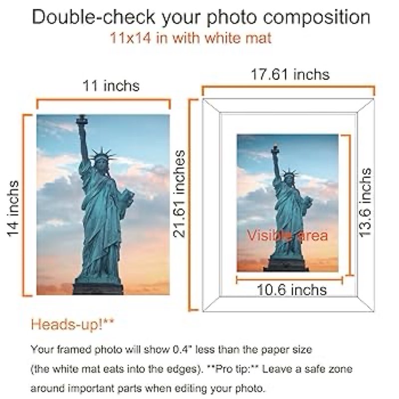 SESEAT 16x20 Picture Frame Black, Display Pictures 11x14 with Mat or 16x20 without Mat, Photo Frames Wall Gallery, 1 Pack