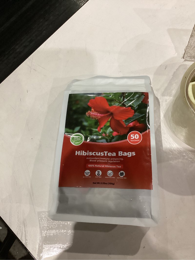 Condition photo showing New/Like New for Pure Natural Hibiscus Tea Bags, Herbal Hibiscus Flower Tea to Support Mind & Body Wellness, Dried Hibiscus Flowers, Caffeine-Free, Non-GMO, Sugar-Free (1 Pack/50 Bags)