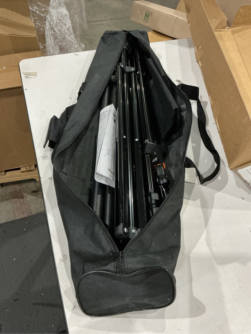 Condition photo showing As Is for linco lincostore backdrop stand for parties kit 10x7 ft adjustable back drop photography studio photo background support system with clamps, sand bag, carrying bag 4172 4174 (10x7 ft)