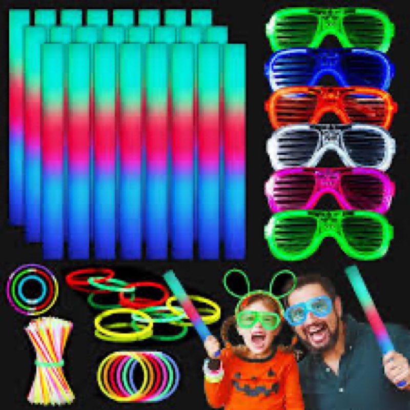 honoson 150 pcs glow in the dark party supplies, light up glasses glow sticks led headbands for neon
