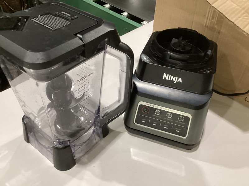 Condition photo showing As Is for ninja professional plus blender | max power smoothie blender, ice cream maker, frozen drink mixer & margarita machine | 3 auto iq™ presets, 1400 w, 72oz total crushing pitcher | dark grey, bn701 72 oz. blender + total crushing pitcher, not tested