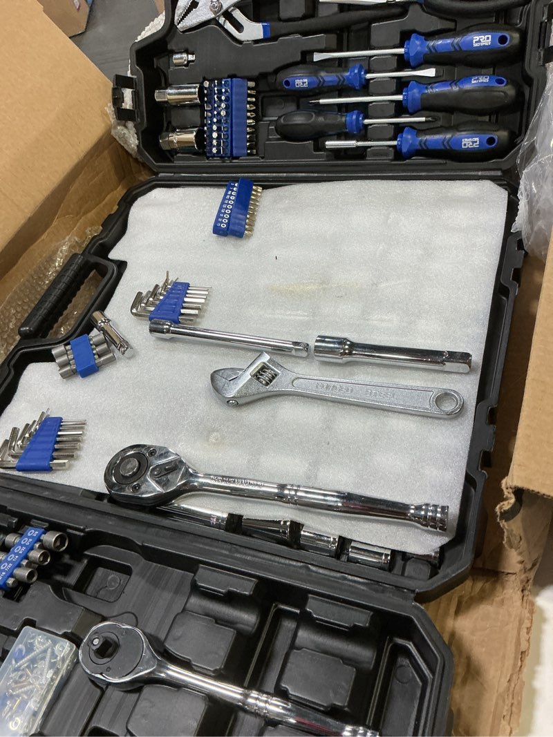 Condition photo showing Good Condition for Prostormer 240-Piece Mechanics Tool Set, General Assorted SAE/Metric Sockets and Wrenches Automotive Repair Tool Kit with Plastic Storage Toolbox