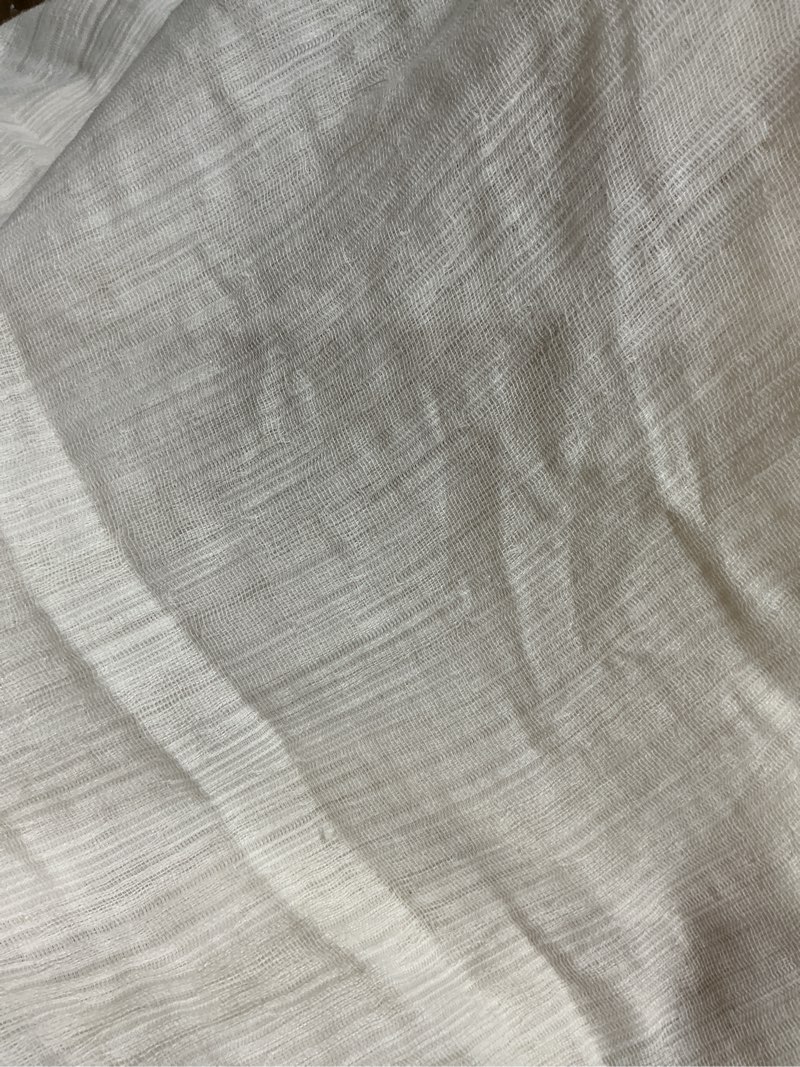Condition photo showing As Is for better homes & gardens woven slub rod pocket light filtering curtain panel, 1-piece, white, 52" w x 108" l