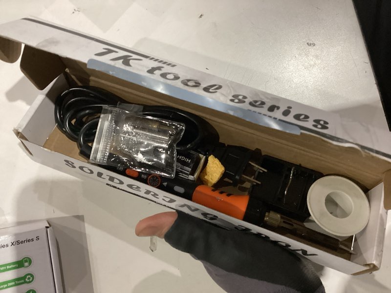 Condition photo showing As Is for 60W Adjustable Temperature Soldering Iron Kit - 9-in-1 With 5 Tips, Solder Wire Stand for Soldering and Repair Orange