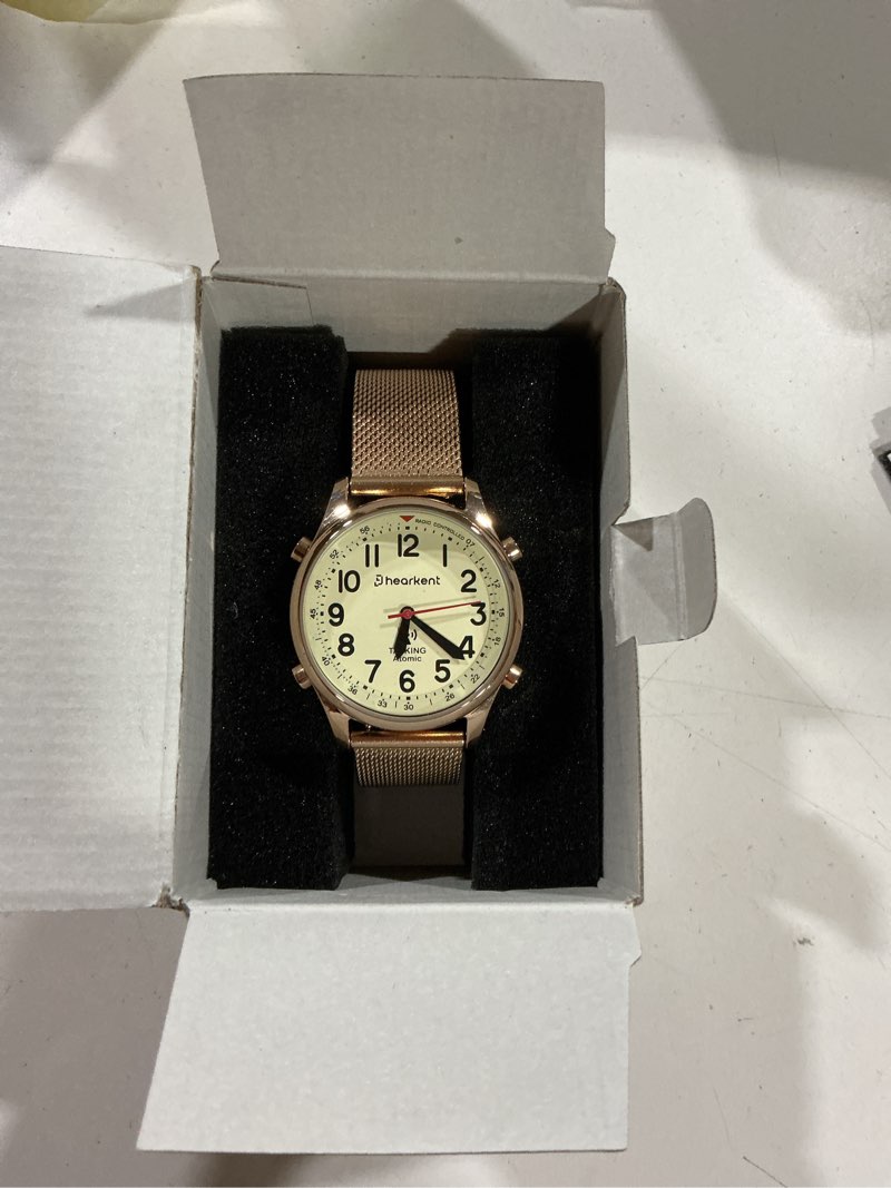 Condition photo showing Good Condition for hearkent women's atomic talking watch,loud and clear english announce for senior/blind/visually imparied,exquisite and stylish gift—2004l (rose gold)