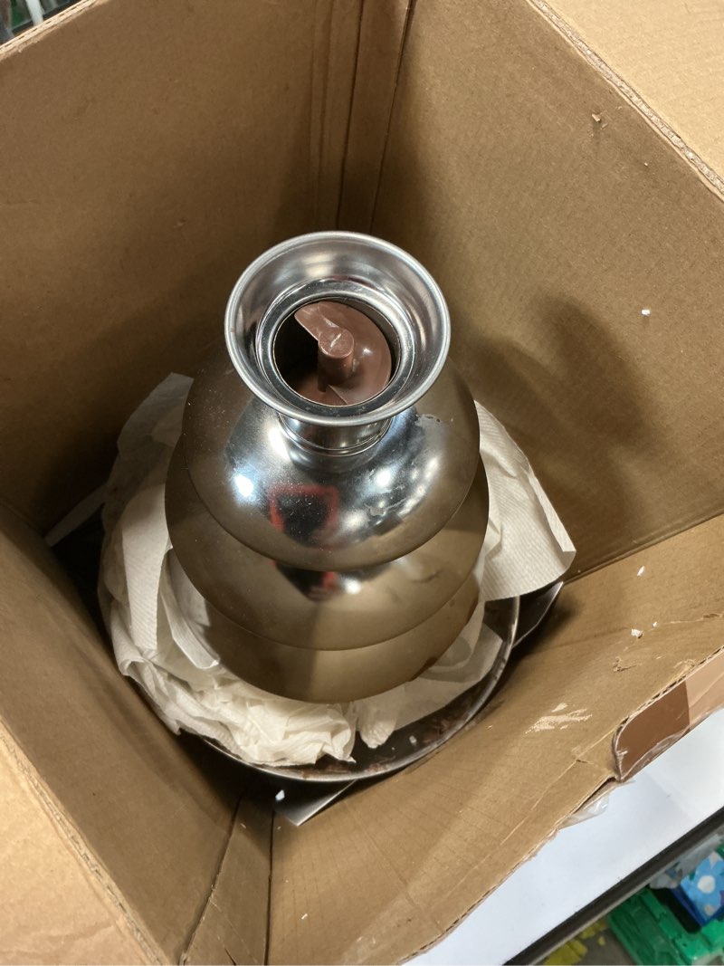 Condition photo showing As Is for chocolate fountain machine 4 tiers electric chocolate fondue fountain machine cheese fountain perfect for nacho cheese, chocolate sauce, wedding, party