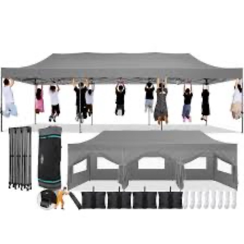 cobizi 10x30 pop up canopy with 8 sidewall,heavy duty upf 50+ all season wind waterproof commercial 