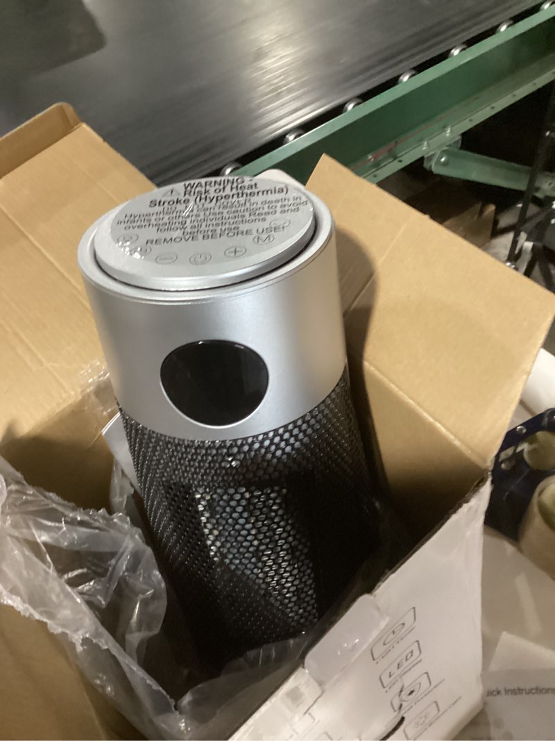 Condition photo showing Good Condition for Space Heater with Remote, 15.7" Electric Tower Heater for Indoor Use,Fast Heating PTC Ceramic Heater Thermostat,45° Oscillation, 12H Timer, Quiet and Safe for Home Bedroom & Office