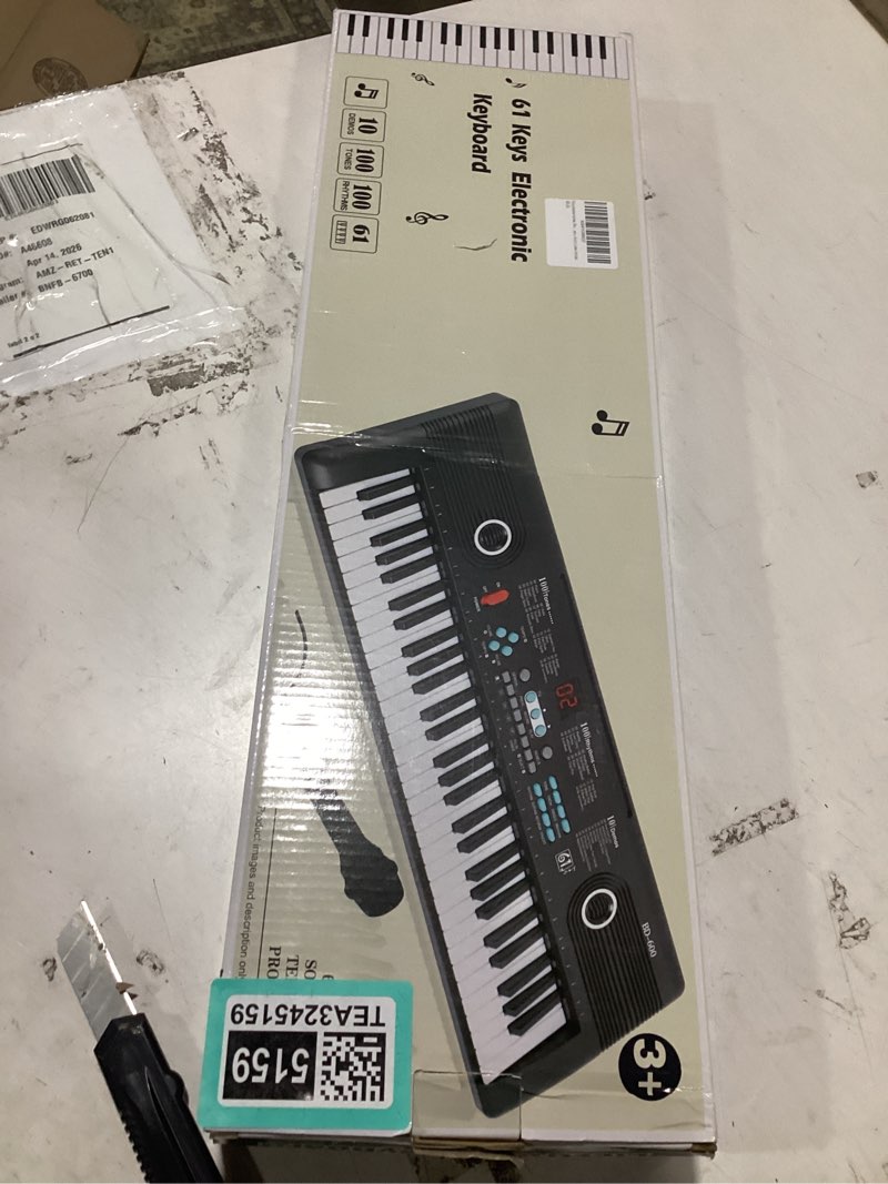 Condition photo showing Good Condition for 61 keys keyboard piano, electronic digital piano with built-in speaker microphone, portable keyboard gift teaching for beginners, electric piano for kids black
