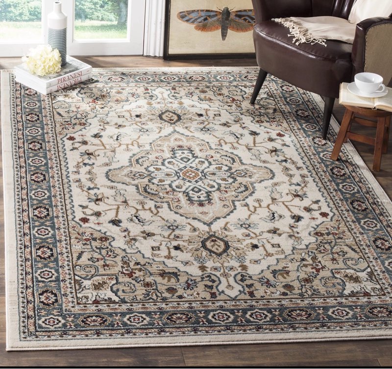 SAFAVIEH Lyndhurst Collection Area Rug - 5'3" x 7'6", Cream & Beige, Traditional Oriental Design, Non-Shedding & Easy Care, Ideal for High Traffic Areas in Living Room, Bedroom (LNH338B)