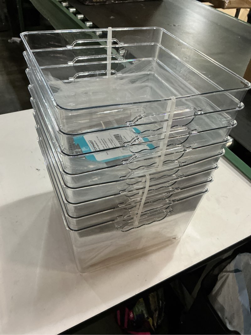 Condition photo showing New/Like New for Vtopmart 4 Pack Extra Large Clear Plastic Storage Bins,11x11 Cube Acrylic Organizer Square Containers with Handle for Pantry,Closet,LaundryRoom,Kitchen,Bathroom,UnderSink Organization 4 11inch-XXL